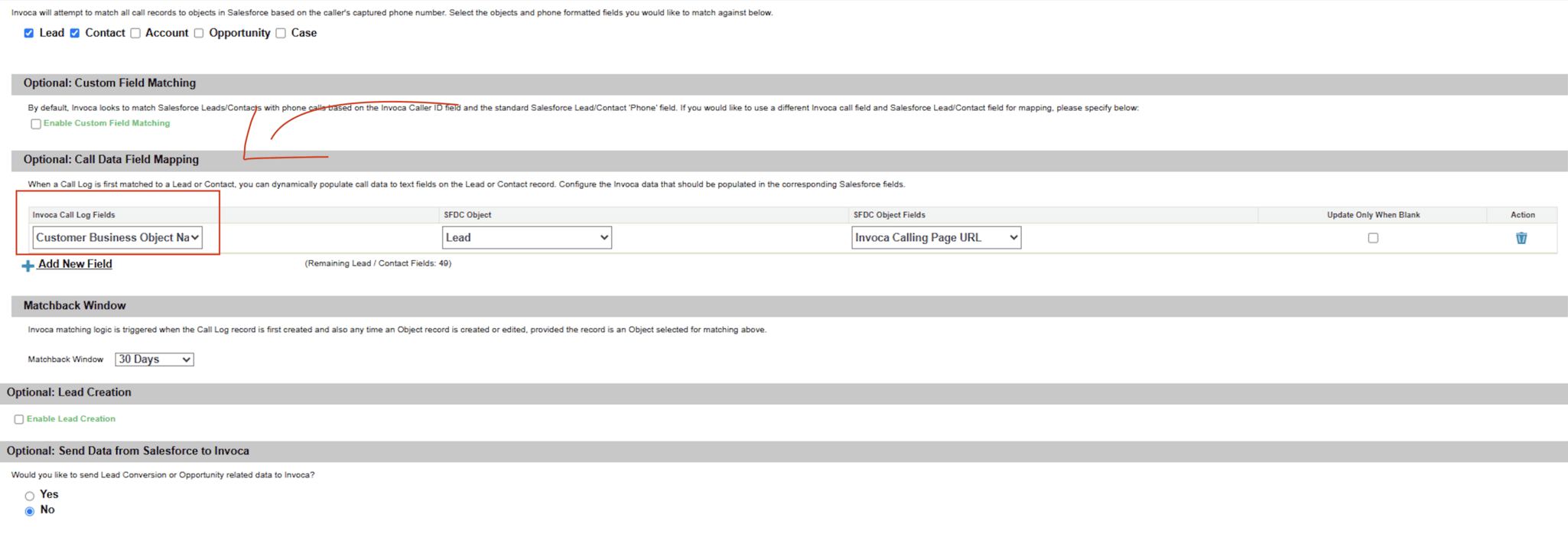 Add Invoca Call Data / Parameters to Salesforce Lead Records