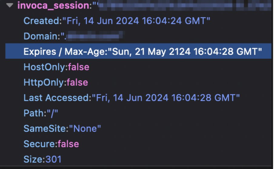 The Invoca cookie has a max age of 100 years in my browser. Will data ...